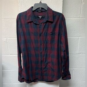Carbon Men's Maroon and Blue Plaid Shirt